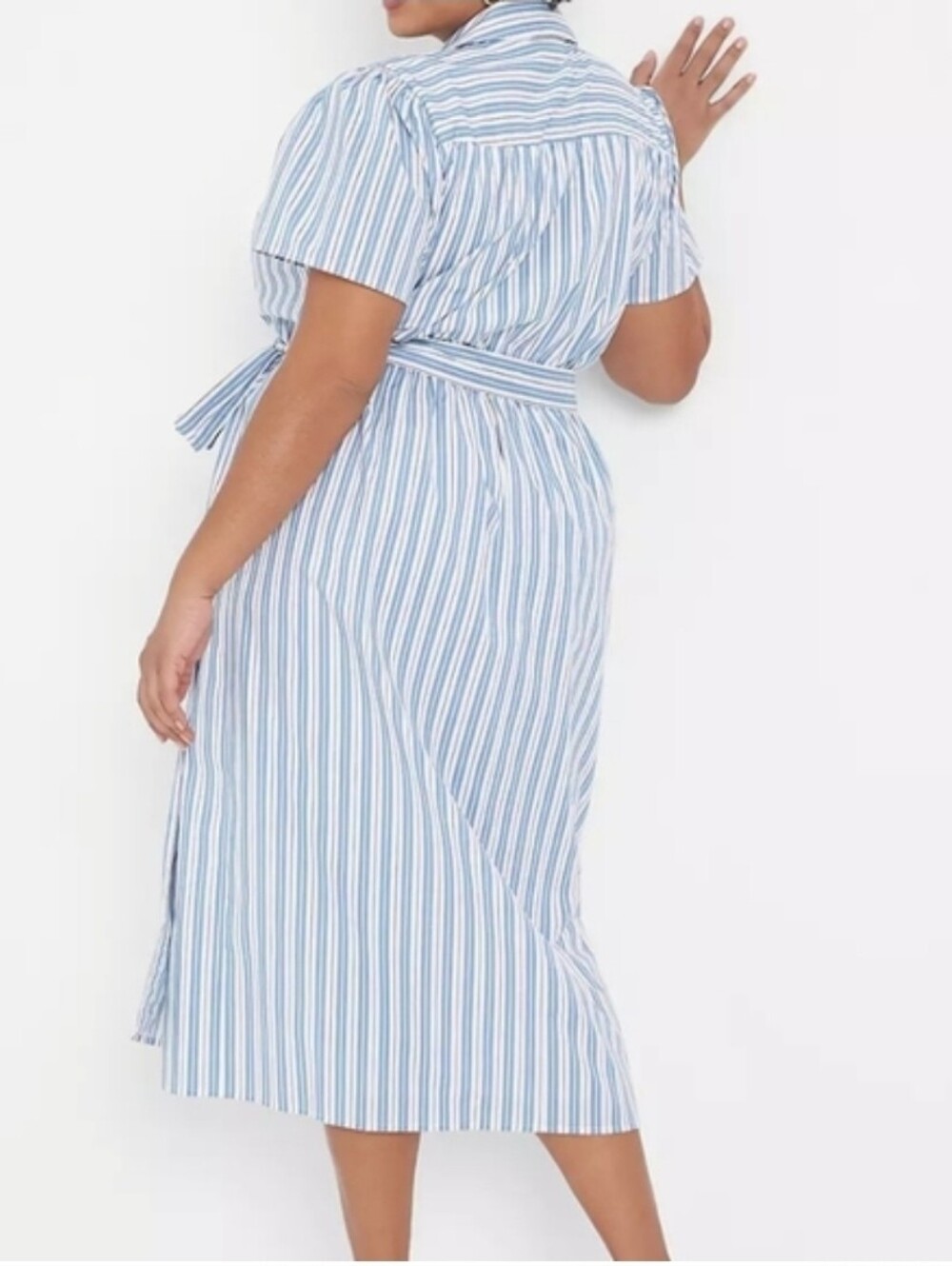 NWT Lane Bryant Blue and White Striped Wrap Midi Dress SZ 18 - Picture 2 of 6